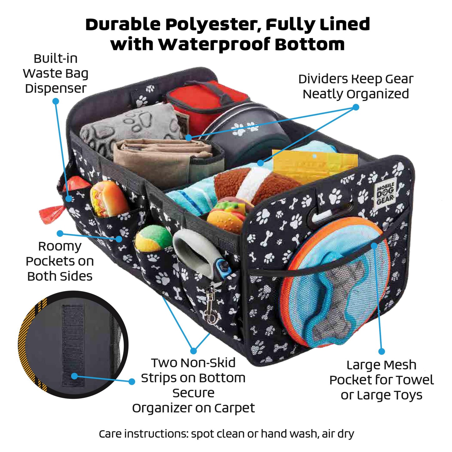 Dogssentials Collapsible Storage Organizer With Built-In Waste Bag Dispenser & 1 Bag Roll
