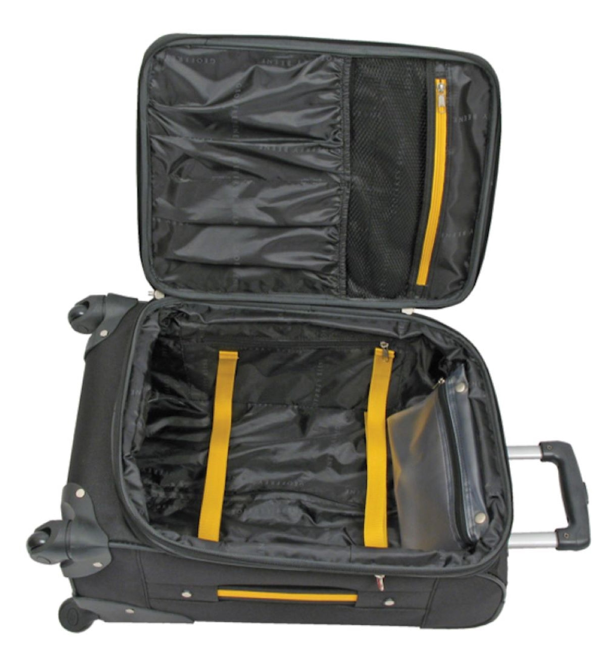 Geoffrey Beene Golden Gate Collection 3 Pc Luggage Set, Black w/ Gold Trim